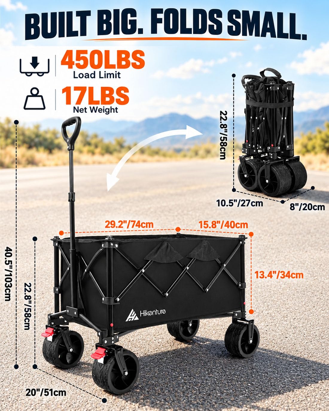 Foldable Beach Wagon with Big Wheels N779568