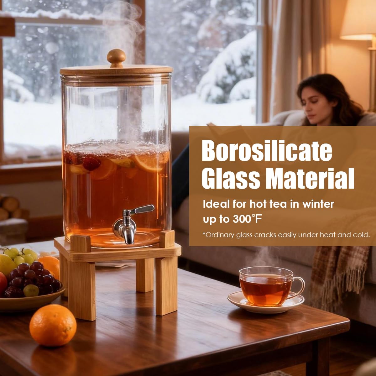 2.3 Gallon Glass Beverage Dispenser with Spigot J9296