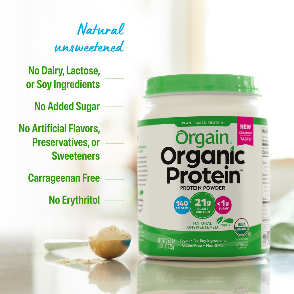 Organic Vegan Protein Powder, Natural Unsweetened, 1.59 lb S724311