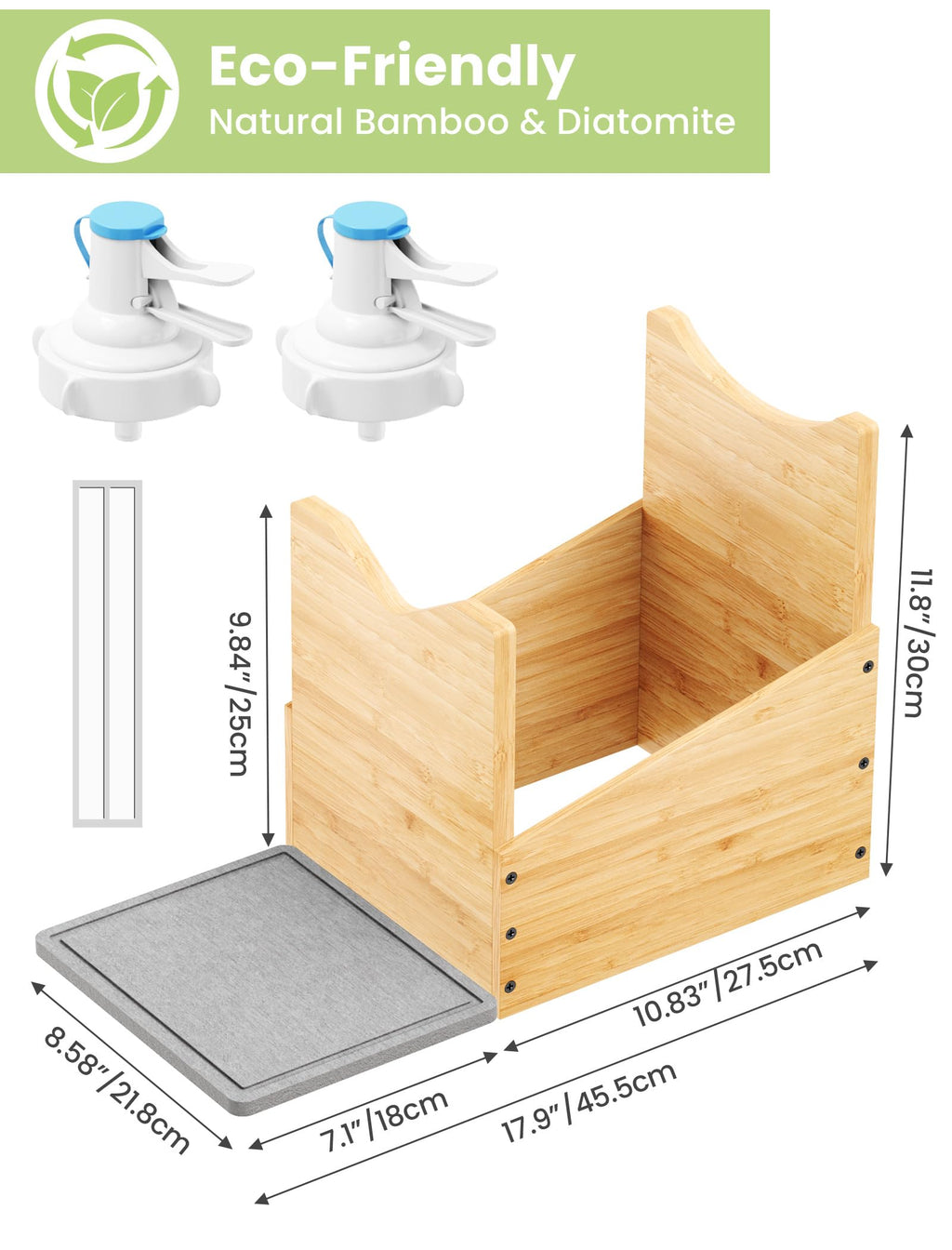 5 Gallon Wood Water Jug Stand with Diatomite P501