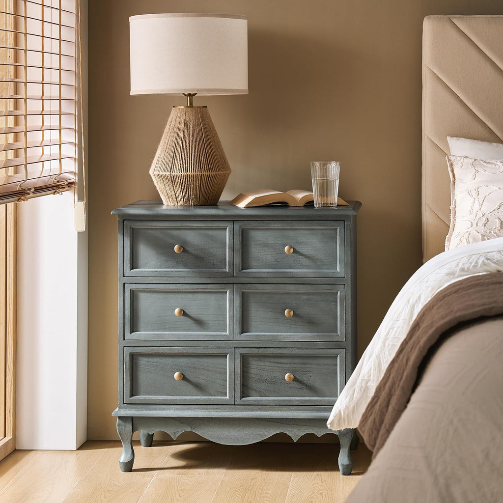 Blue 3-Drawer Nightstand with Charging Station T44979