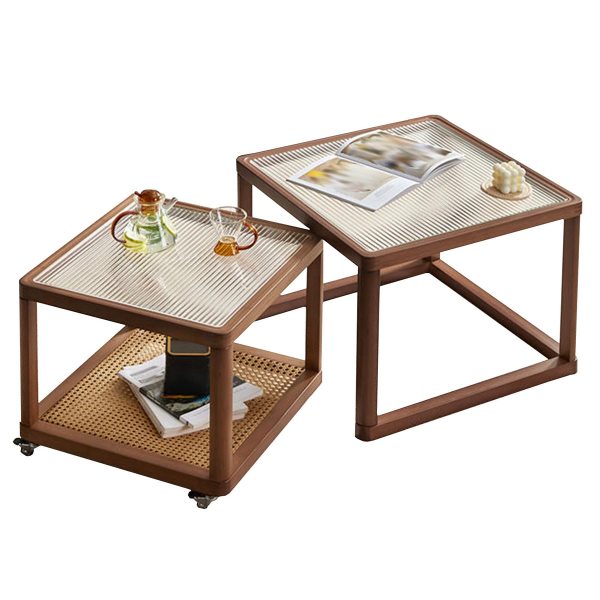 Square Glass Coffee Table Set of 2 I8695