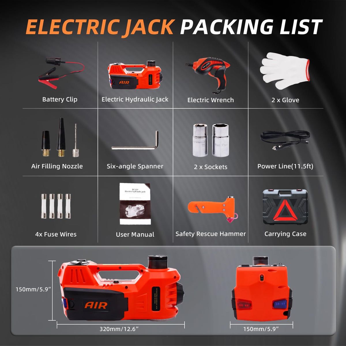 5 Ton 12V Electric Car Jack Kit X3503