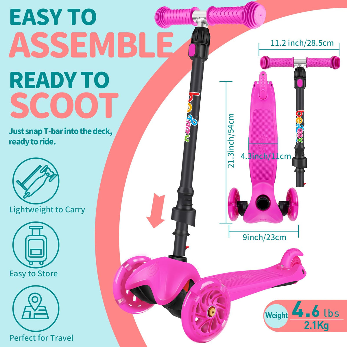 3 Wheel Kids Scooter with Light up Wheels K69224