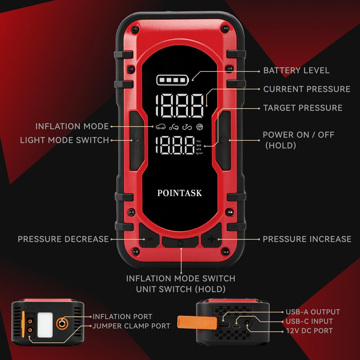 12V Portable Car Jump Starter with Air Compressor J27442