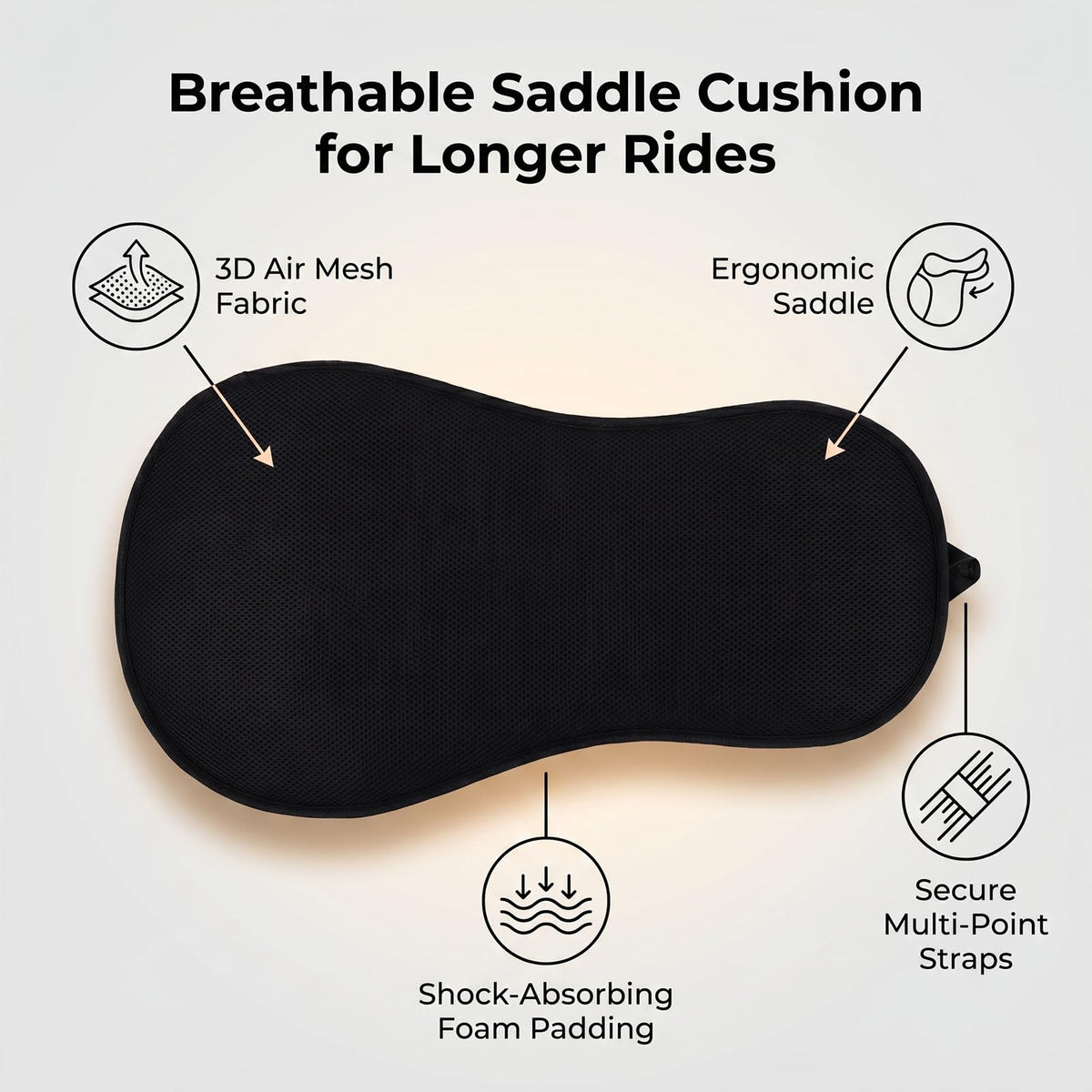 Breathable Shock Absorbing Saddle Seat Cushion with Adjustable Straps W18885