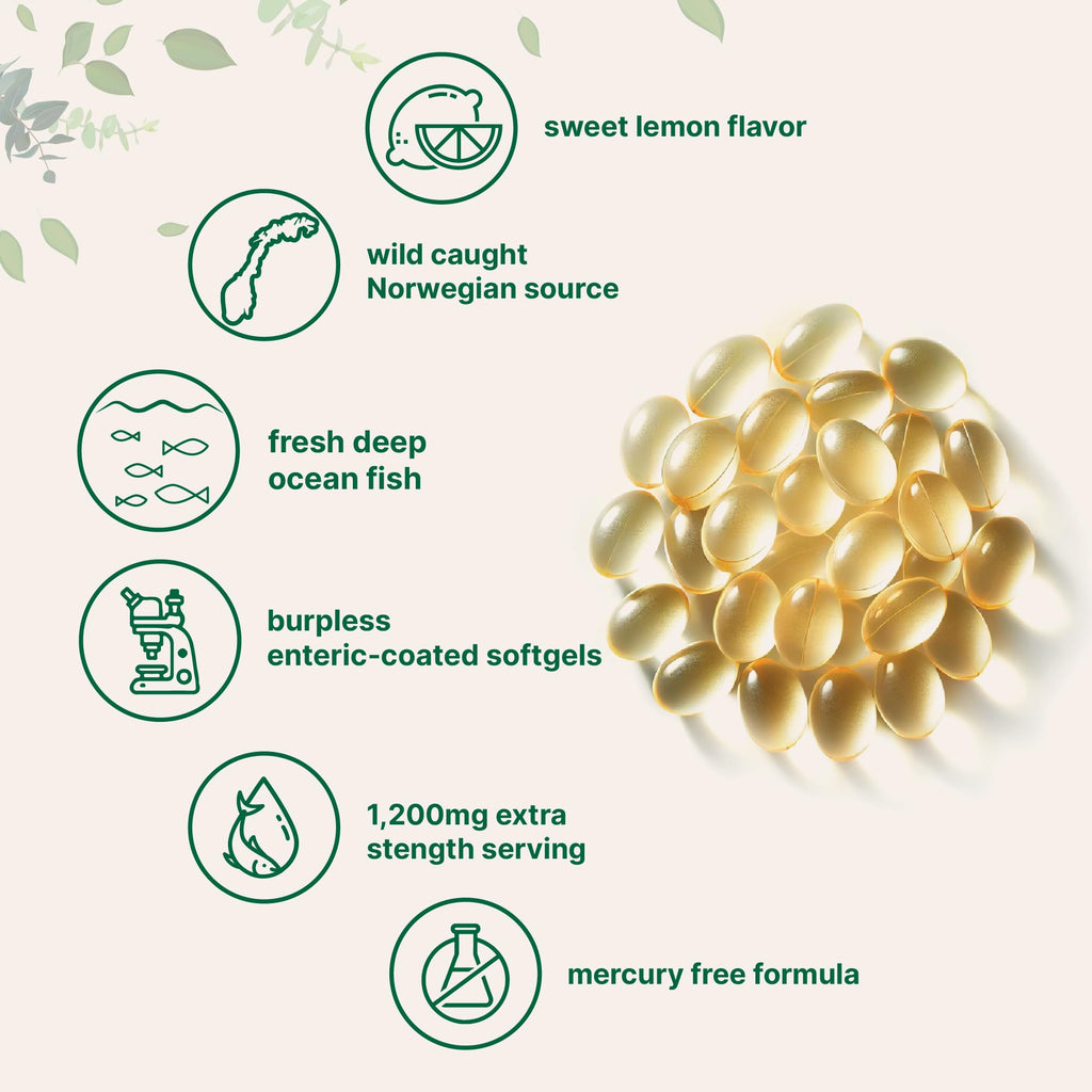 Omega 3 Fish Oil 1,200mg 240 Softgels Lemon Flavored Burpless EPA DHA A57919