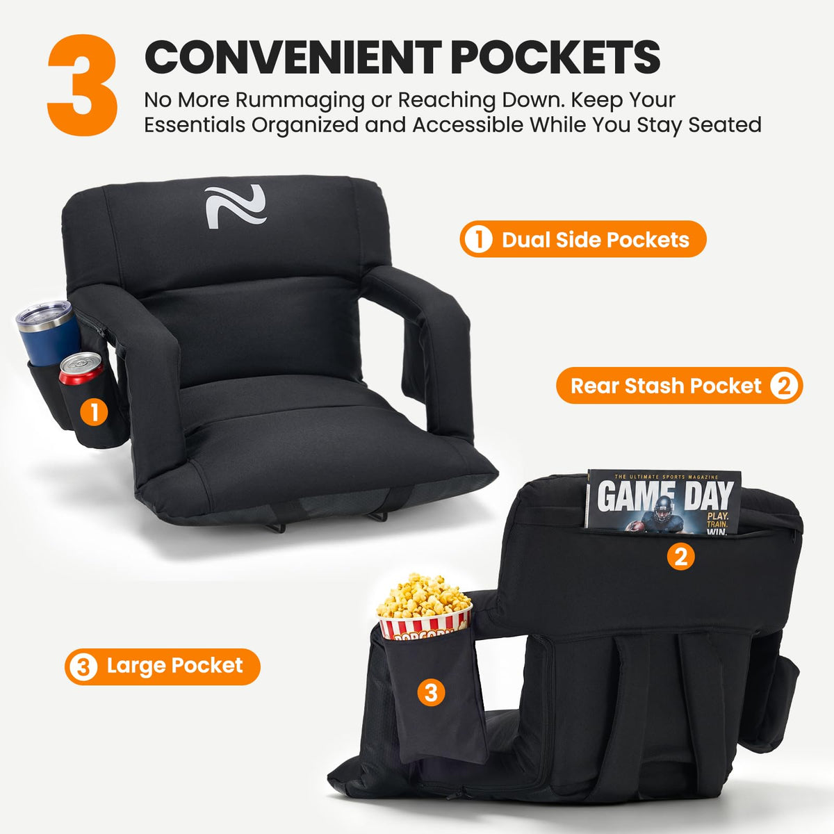 Extra Wide Padded Stadium Seats with Back Support U32748
