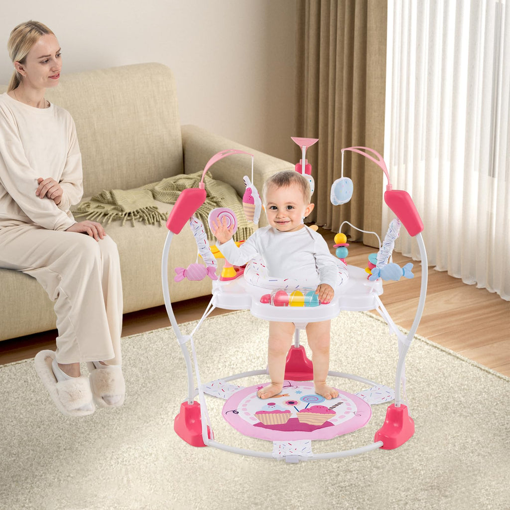 Pink Baby Bouncer Activity Center with Music Lights and Sounds L25951