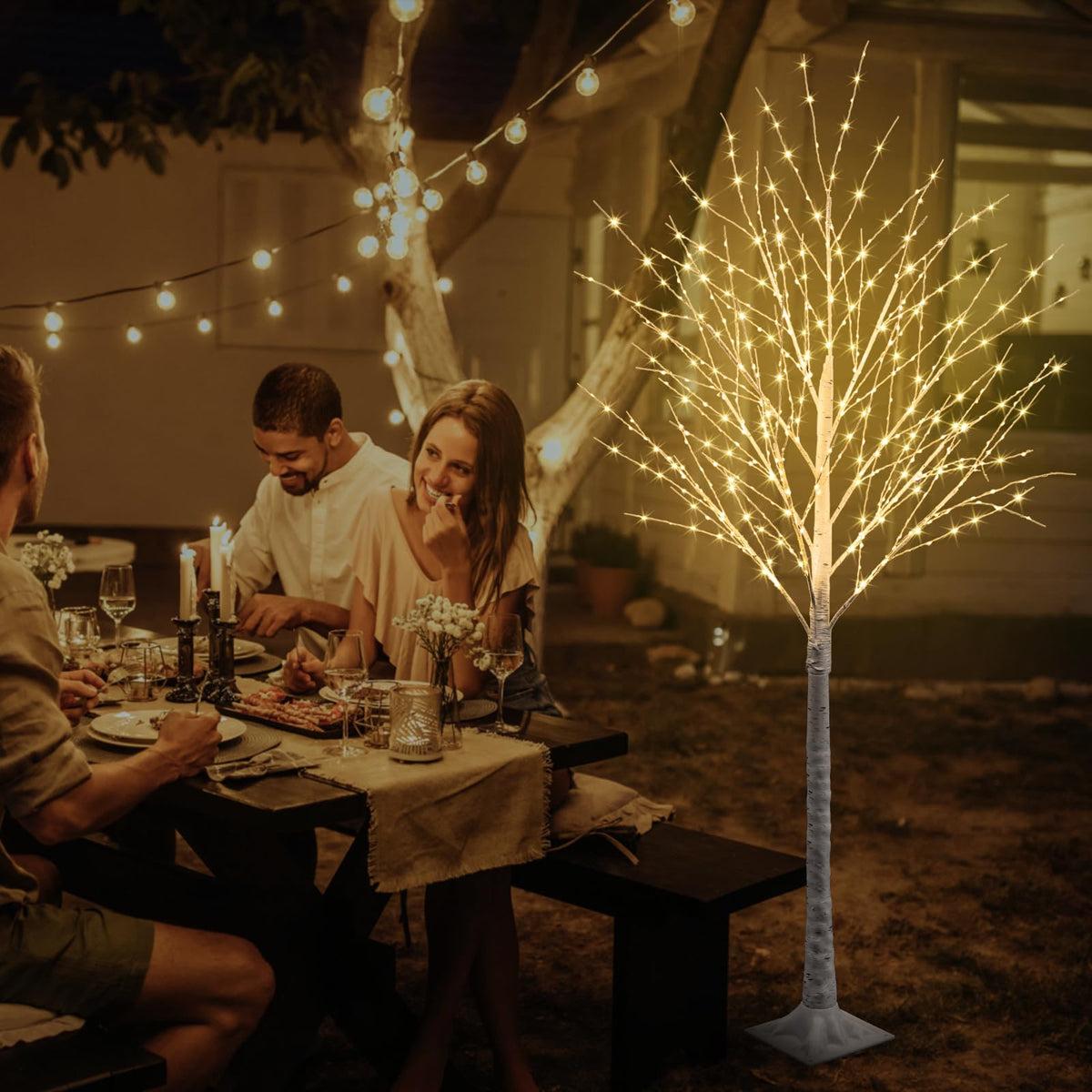 6FT Lighted Birch Tree 500 LED Warm White A81454