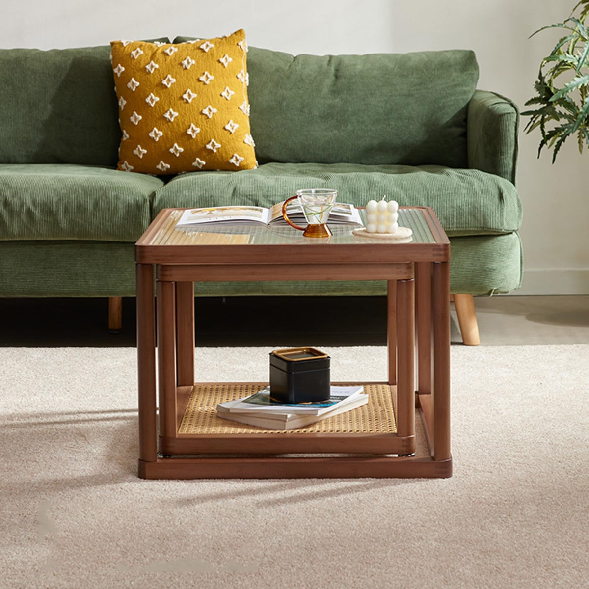 Square Glass Coffee Table Set of 2 I8695