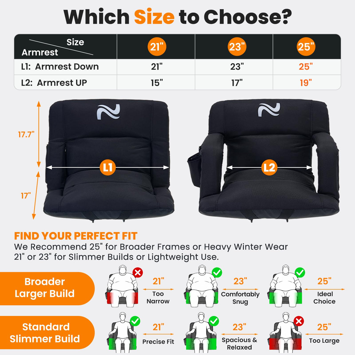 Extra Wide Padded Stadium Seats with Back Support U32748