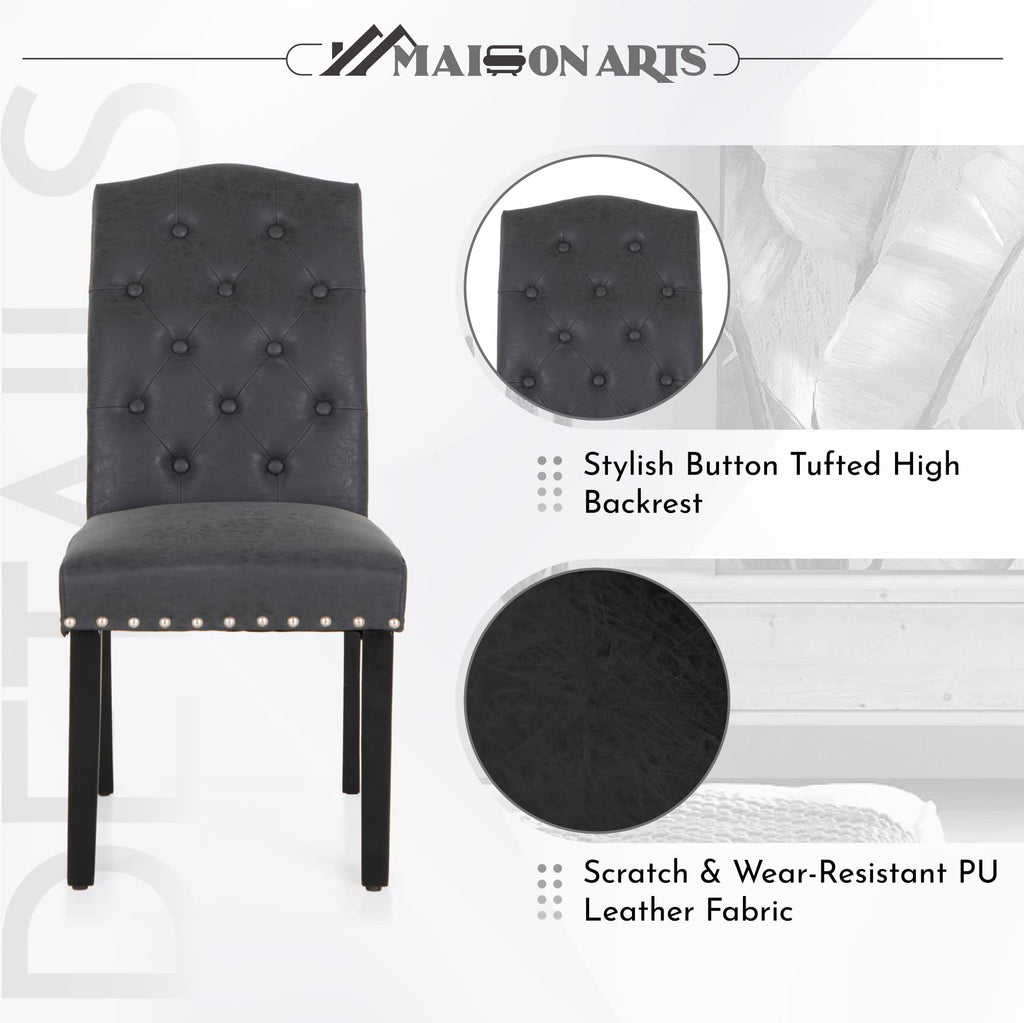 Black Faux Leather Dining Chairs Set of 2 C8983
