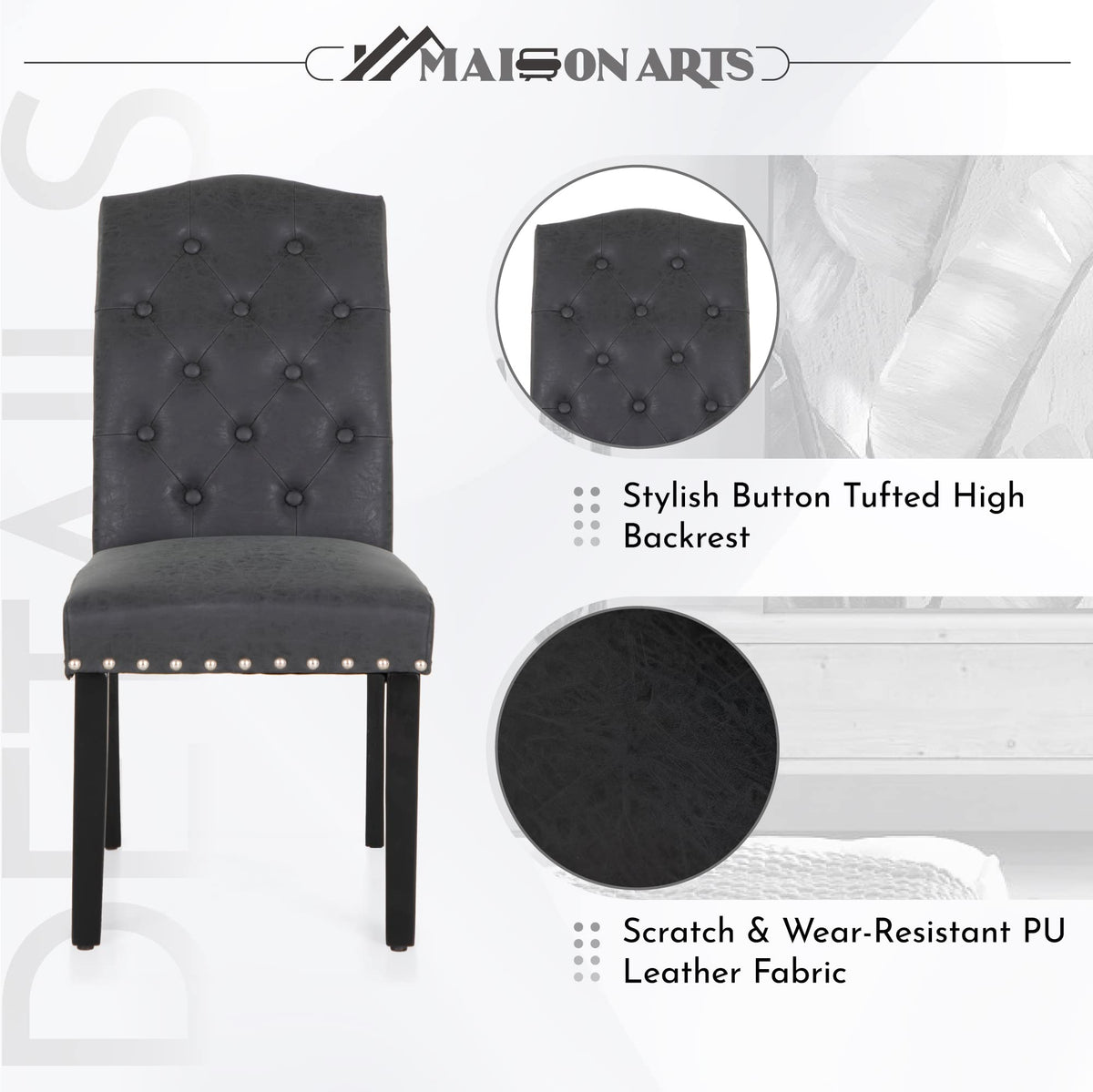 Black Faux Leather Dining Chairs Set of 2 C8983