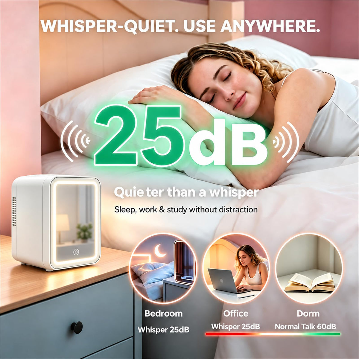 4 Liter Mini Skincare Fridge with Dimmable LED Mirror A894