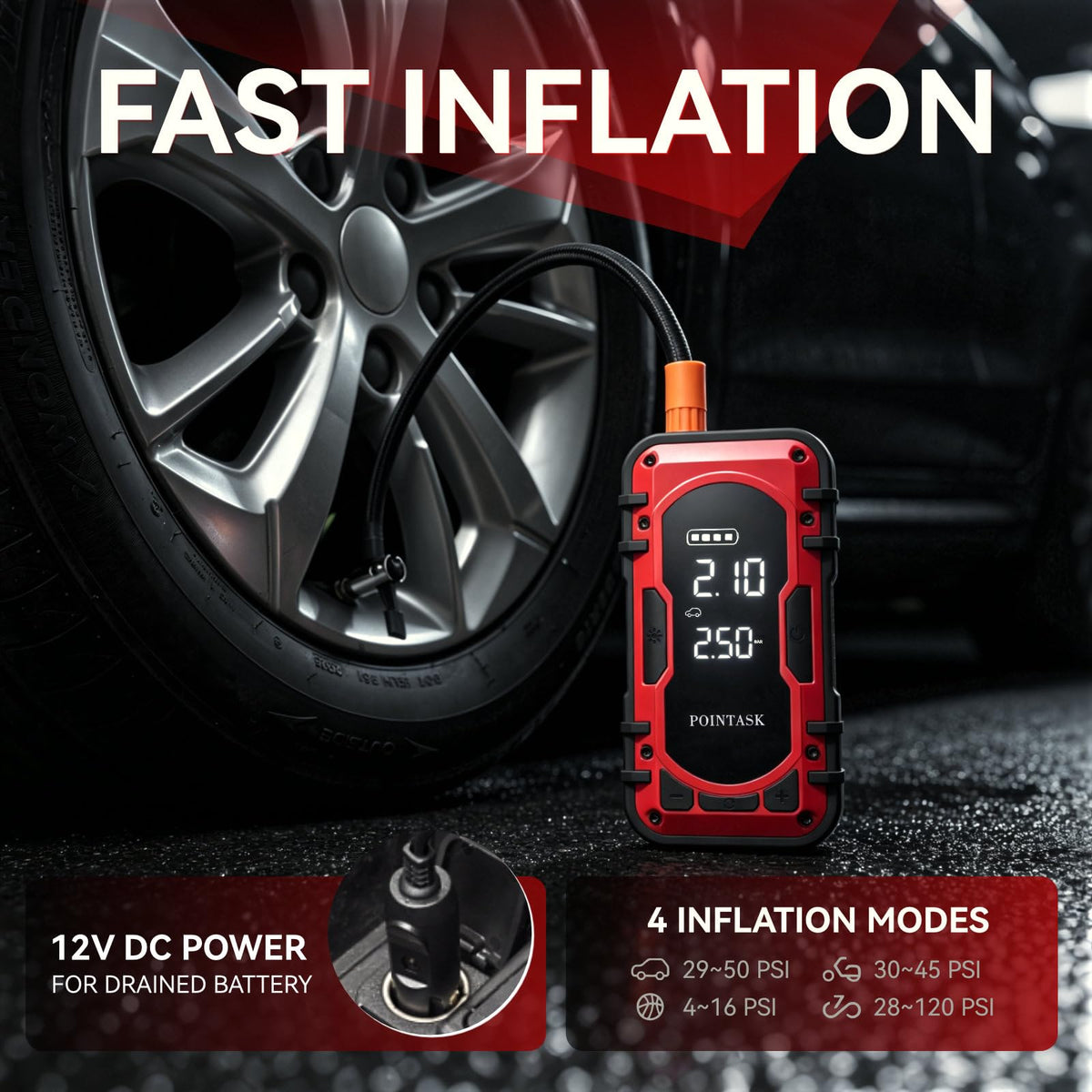 12V Portable Car Jump Starter with Air Compressor J27442