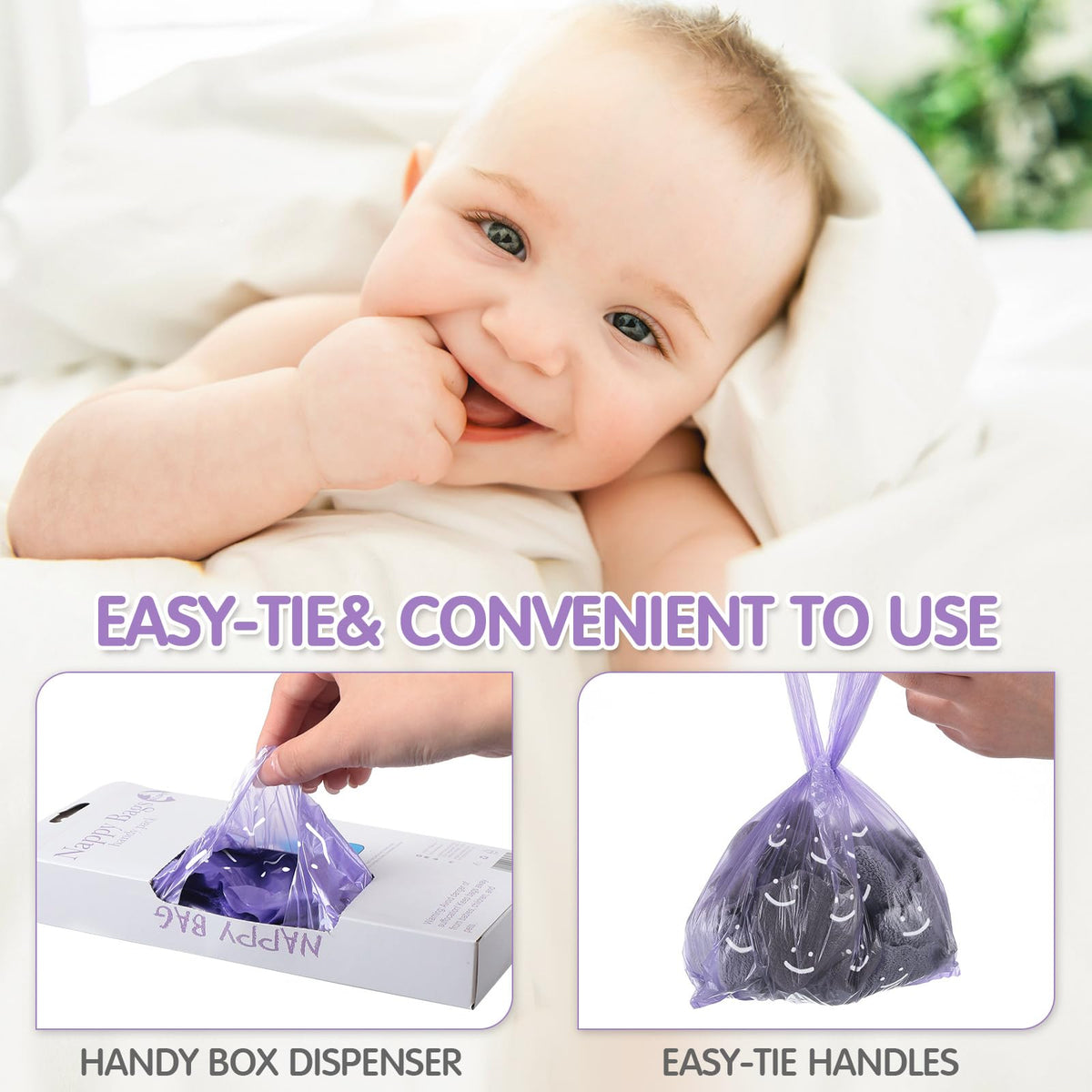 1600 Count Scented Disposable Diaper Bags with Tie Handle B571