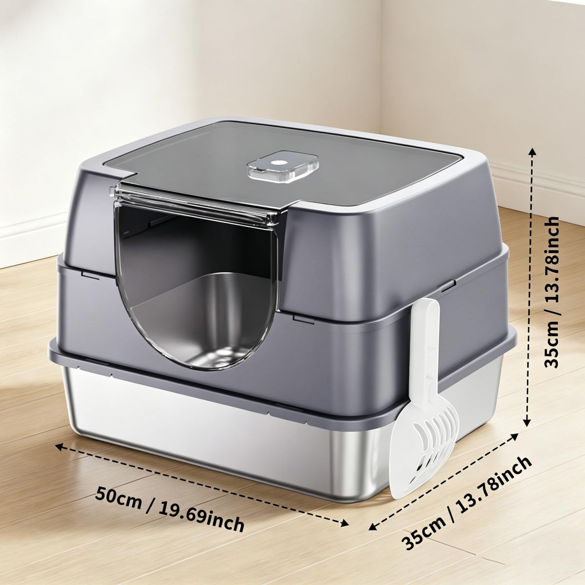 Fully Enclosed Stainless Steel Cat Litter Box G129