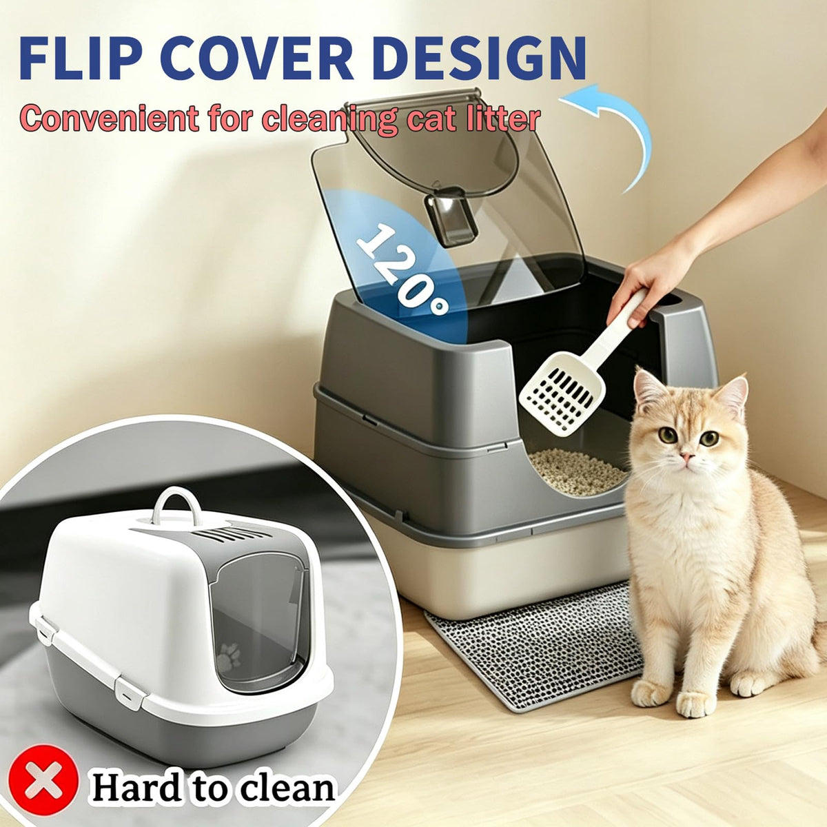 Fully Enclosed Stainless Steel Cat Litter Box G129