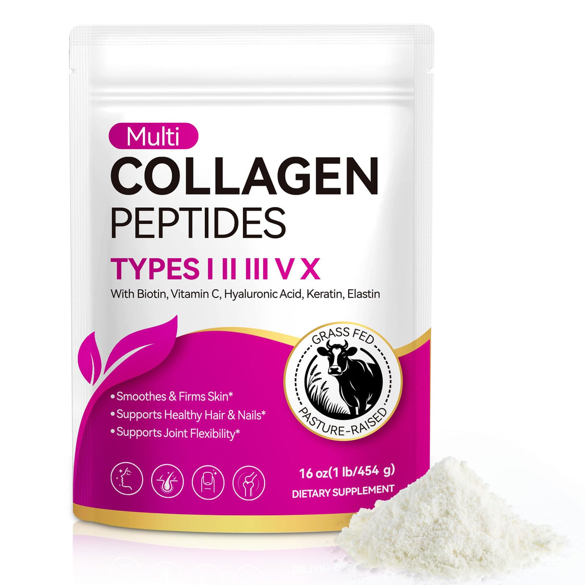 Collagen Peptides Powder, Unflavored Hydrolyzed Protein, 16 oz N9640