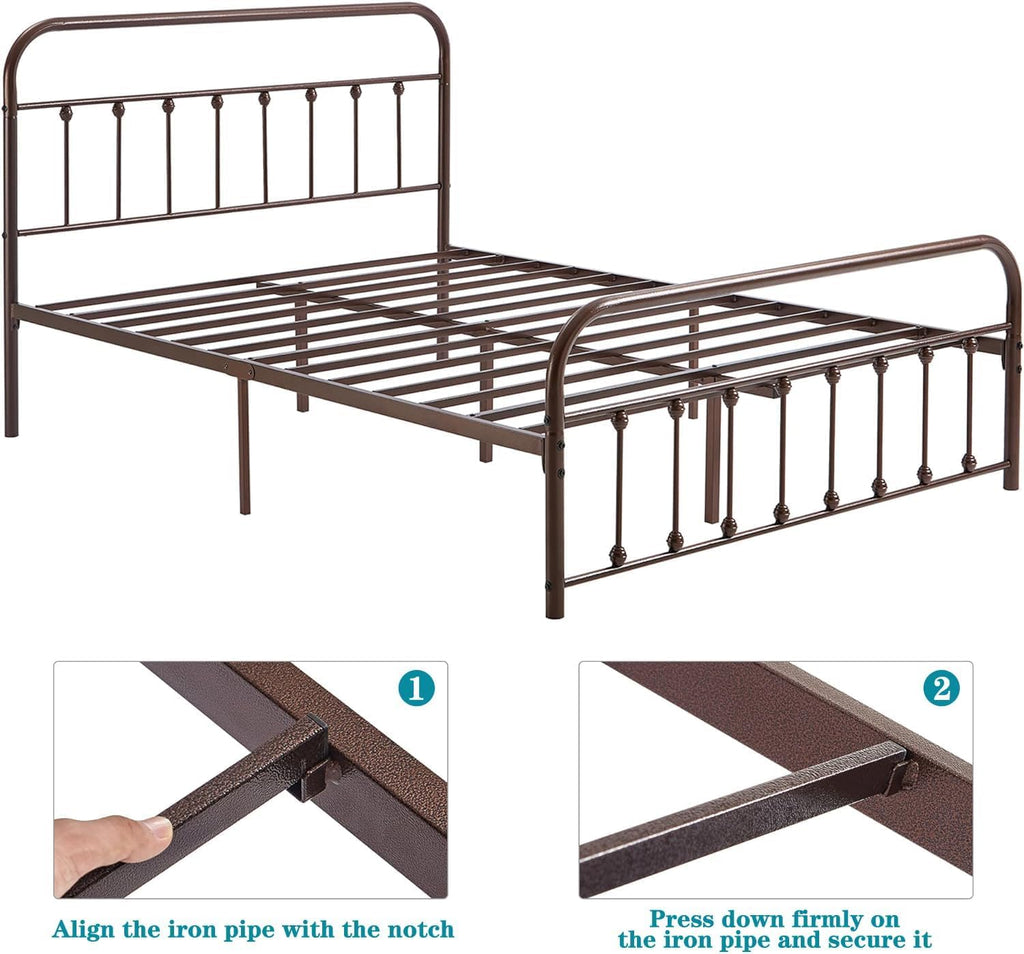 Full Size Metal Bed Frame with Headboard and Footboard Z8046