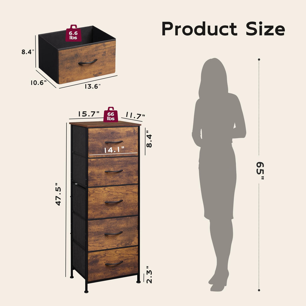 5 Drawer Rustic Brown Dresser H70384