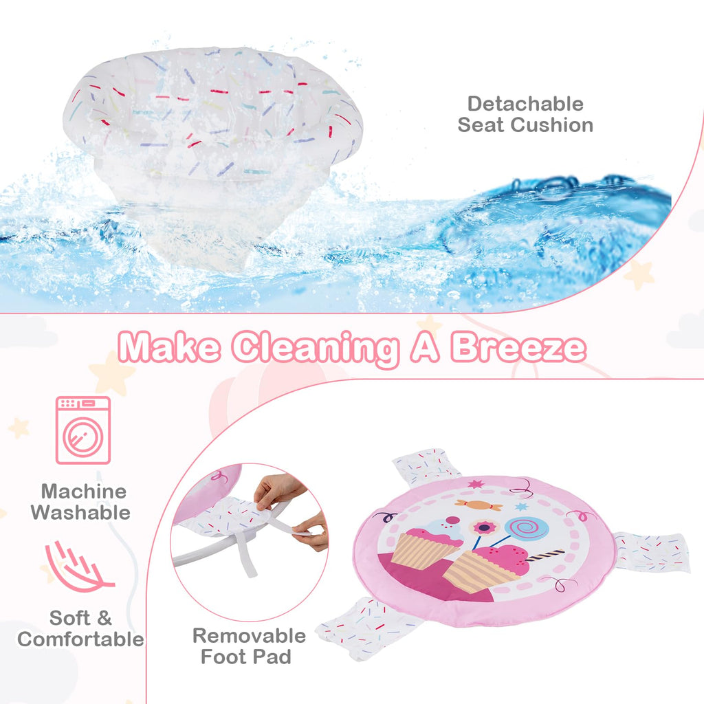 Pink Baby Bouncer Activity Center with Music Lights and Sounds L25951