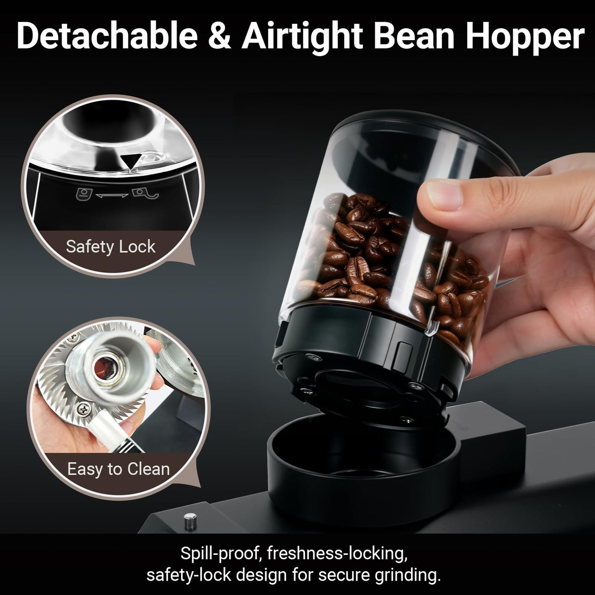 64mm Flat Burr Coffee Grinder with 35 Grind Settings U3887