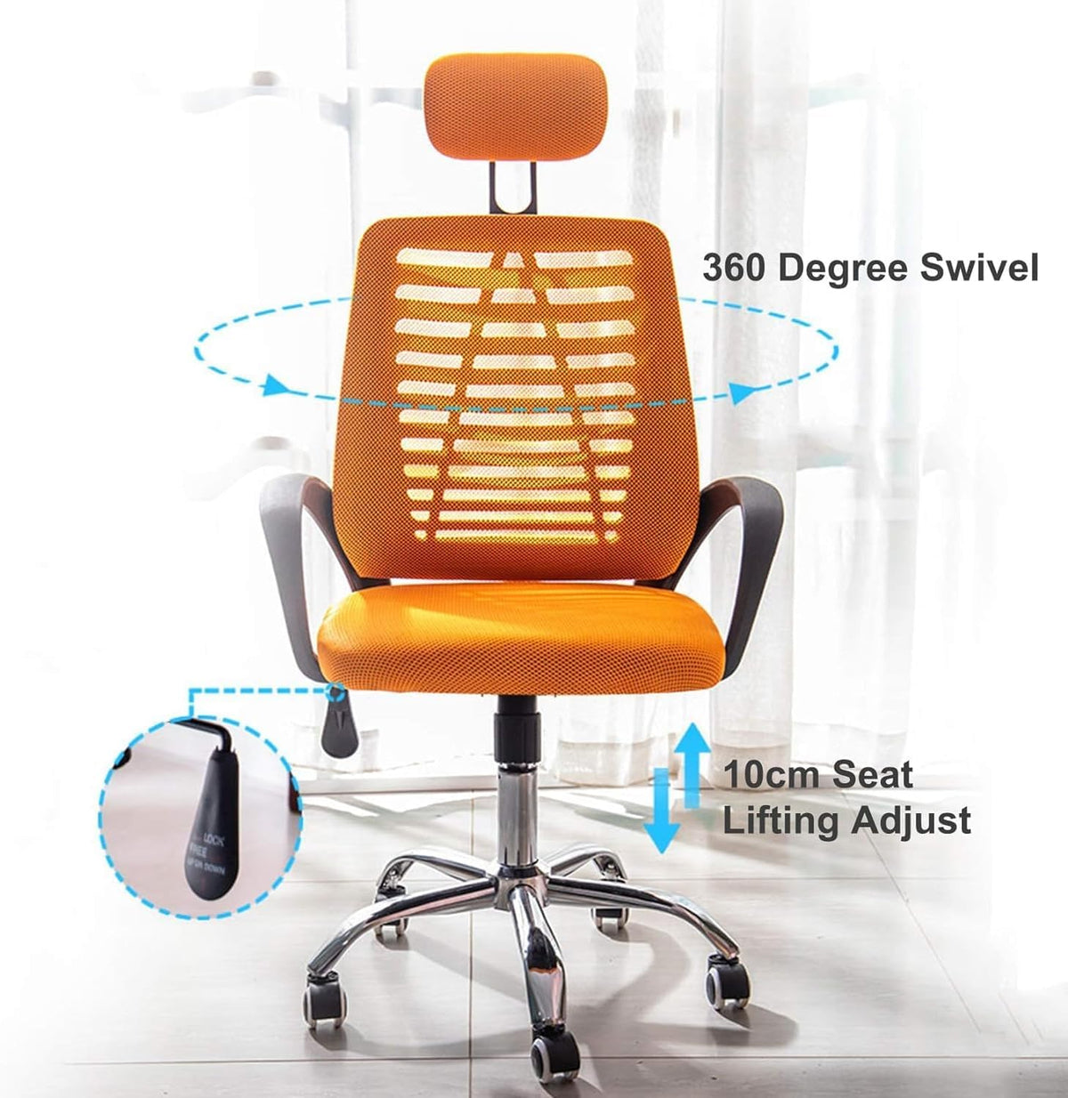 Ergonomic High Back Office Chair with Lumbar Support Orange T876