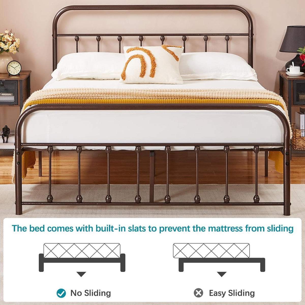 Full Size Metal Bed Frame with Headboard and Footboard Z8046