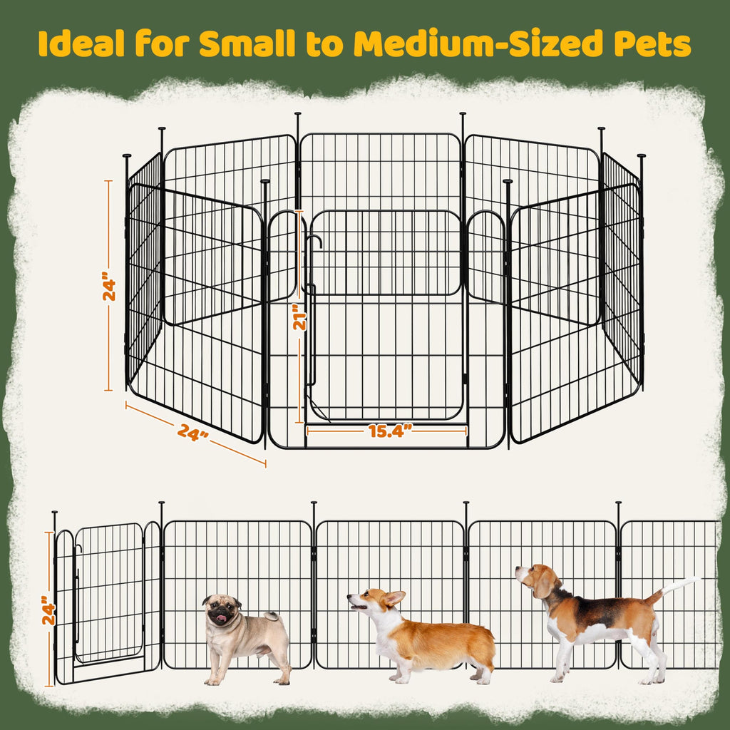 24in 8-Panel Expandable Dog Playpen U37438