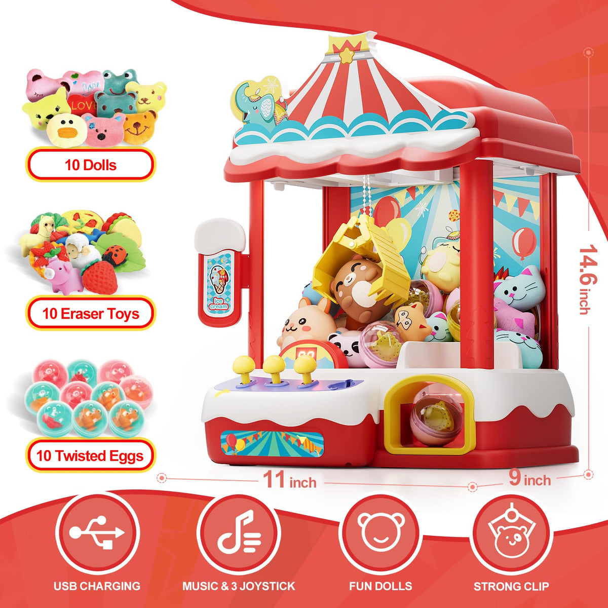 Claw Machine with 30 Mini Prizes M65570