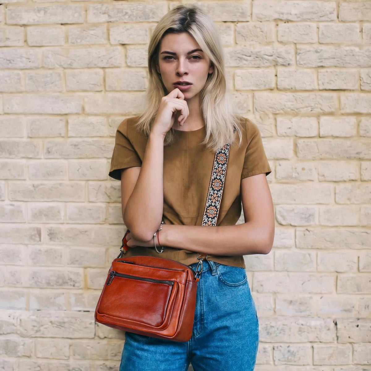 Leather Crossbody Bag K412