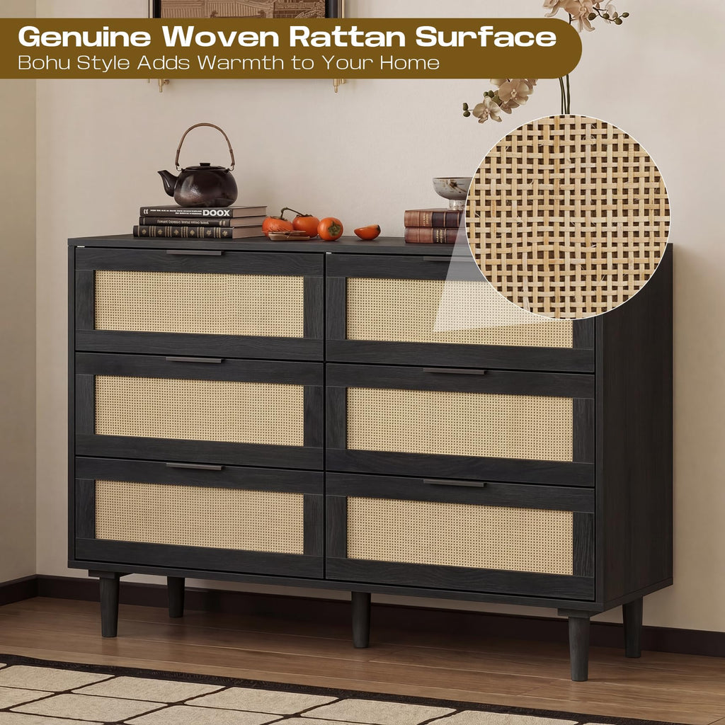6 Drawer Rattan Wood Dresser N875647