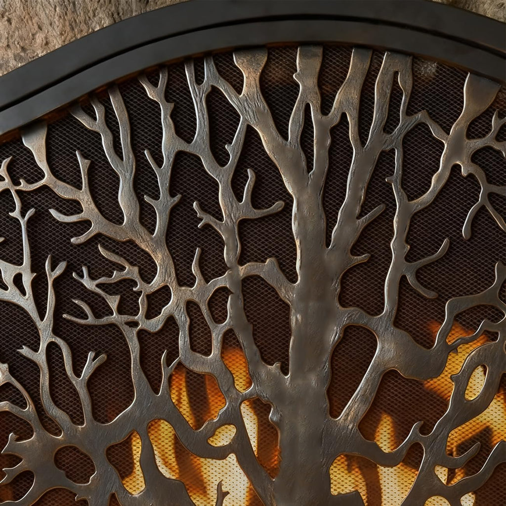 Wrought Iron Fireplace Screen with Locking Doors R856011