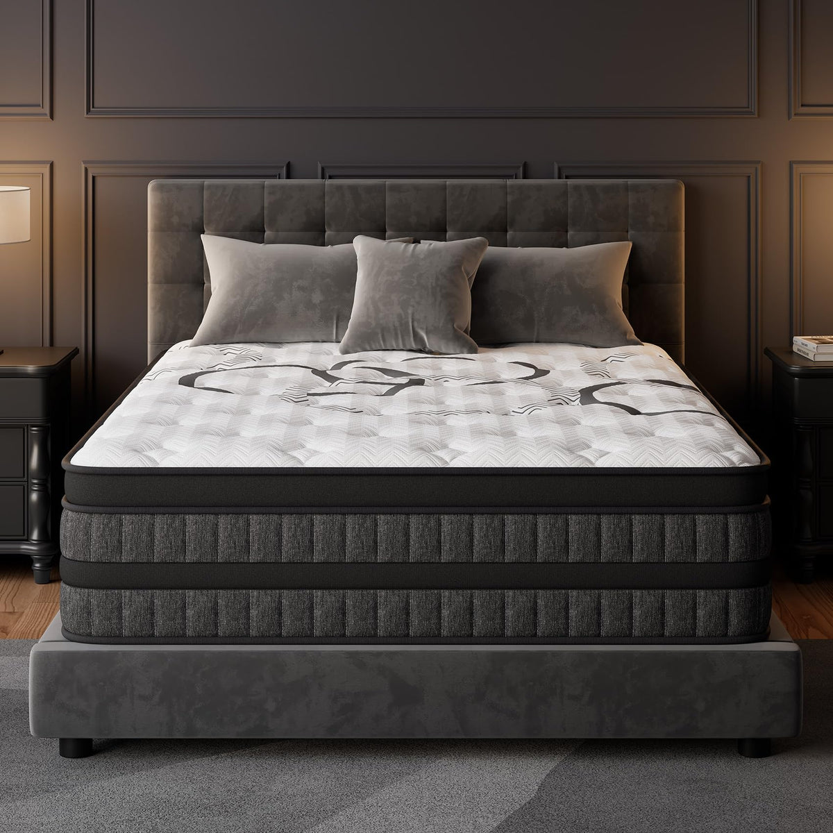 Queen 12 Inch Hybrid Euro Top Medium Firm Mattress R382