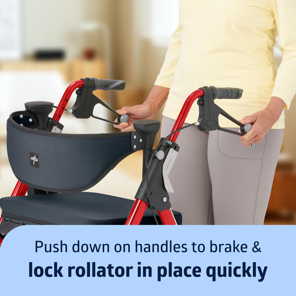 Black & Red Rolling Walker with Memory Foam Seat A394