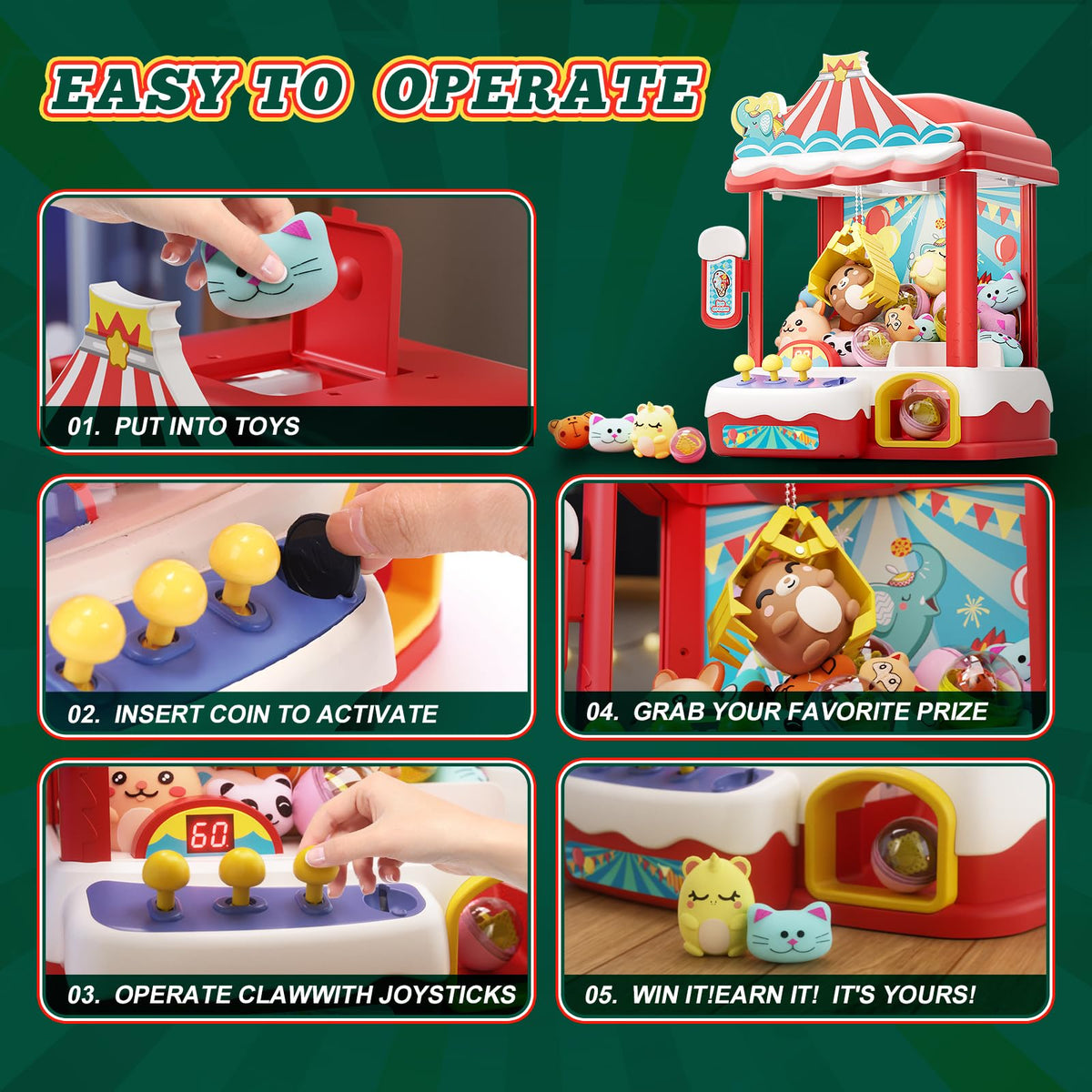Claw Machine with 30 Mini Prizes M65570