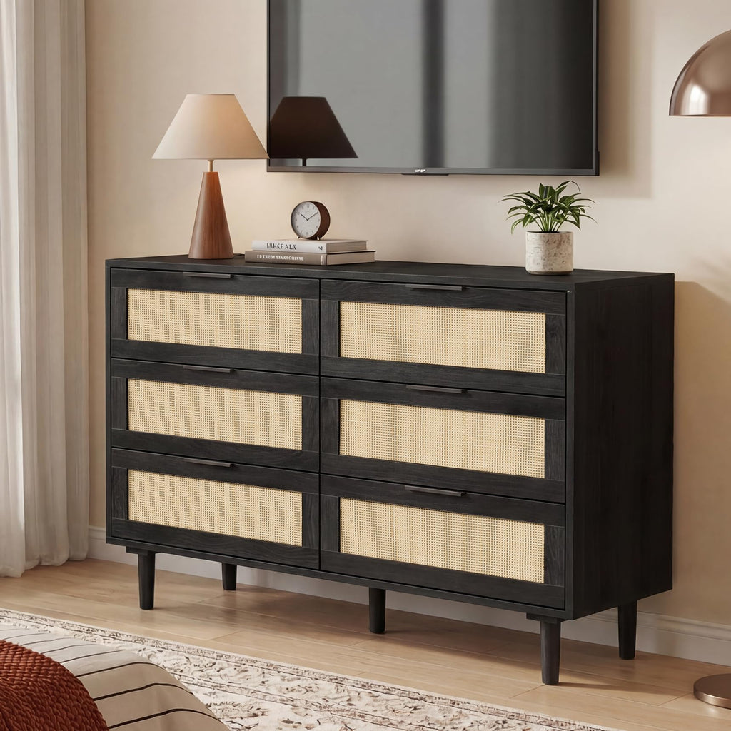6 Drawer Rattan Wood Dresser N875647