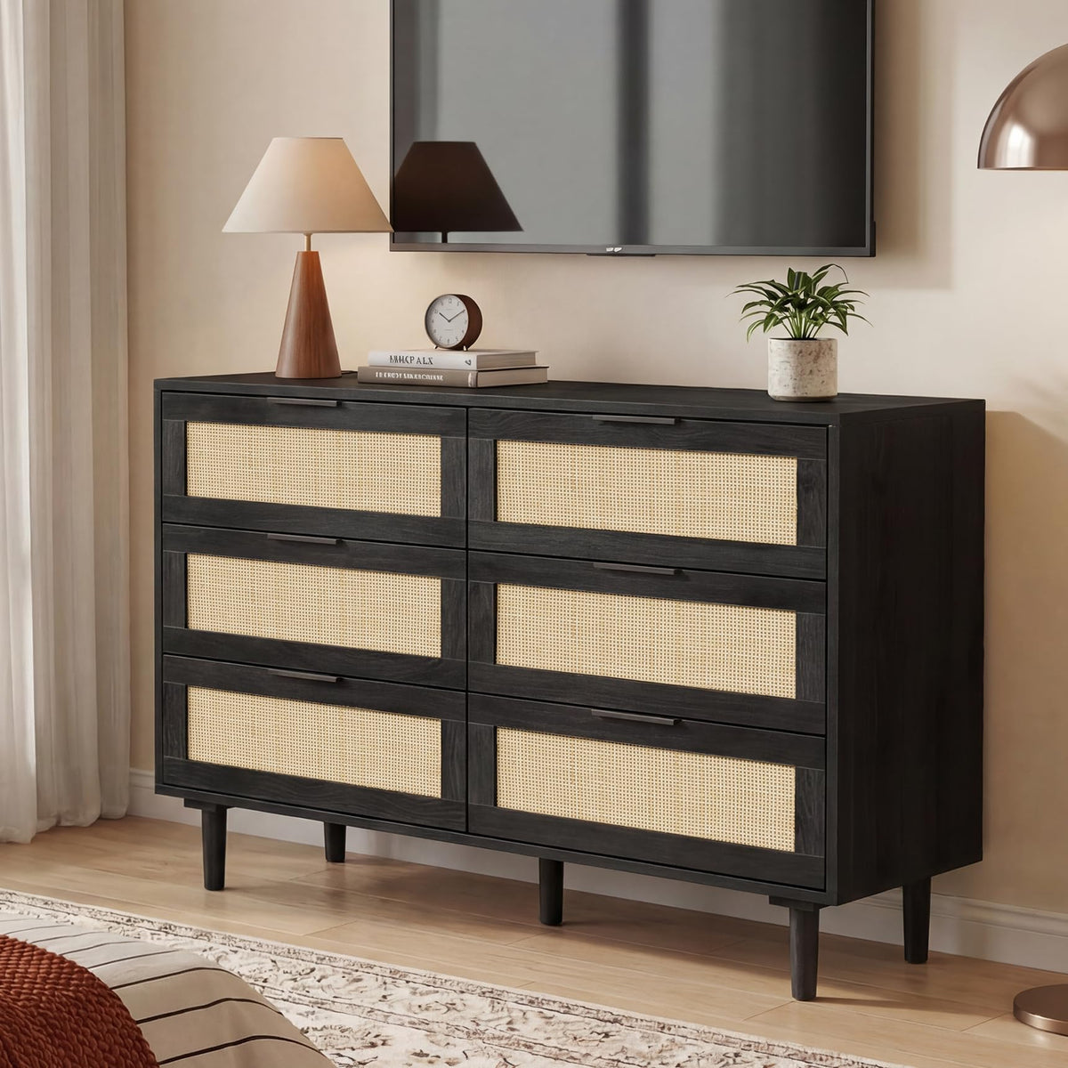 6 Drawer Rattan Wood Dresser N875647