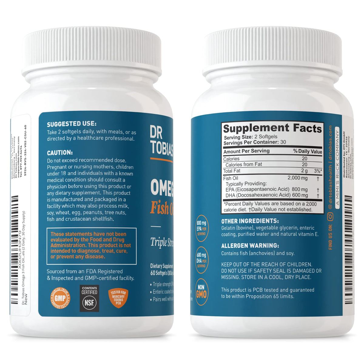 Omega 3 Fish Oil & Lung Health Supplements, 60 Capsules Y7479