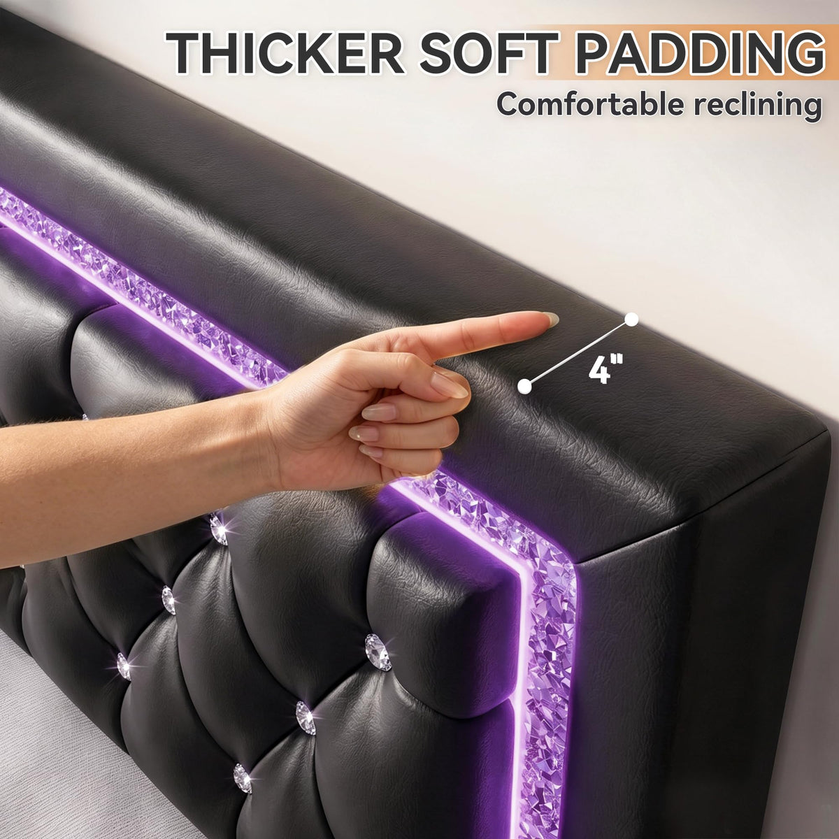 Floating Bed Frame Full with LED Lights W66886