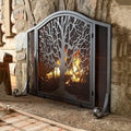 Wrought Iron Fireplace Screen with Locking Doors R856011
