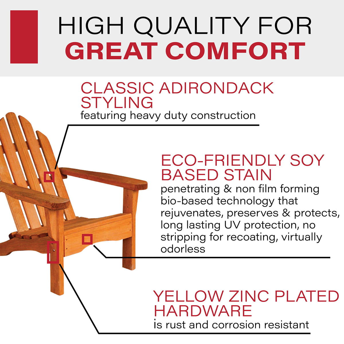 Heavy Duty Adirondack Chair Treated Pine 800 Lb Weight Capacity V1543
