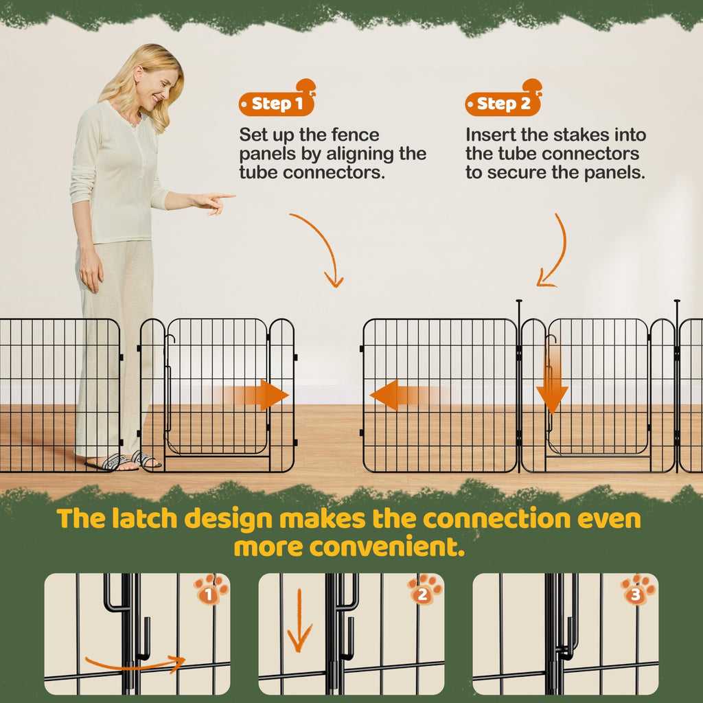 24in 8-Panel Expandable Dog Playpen U37438