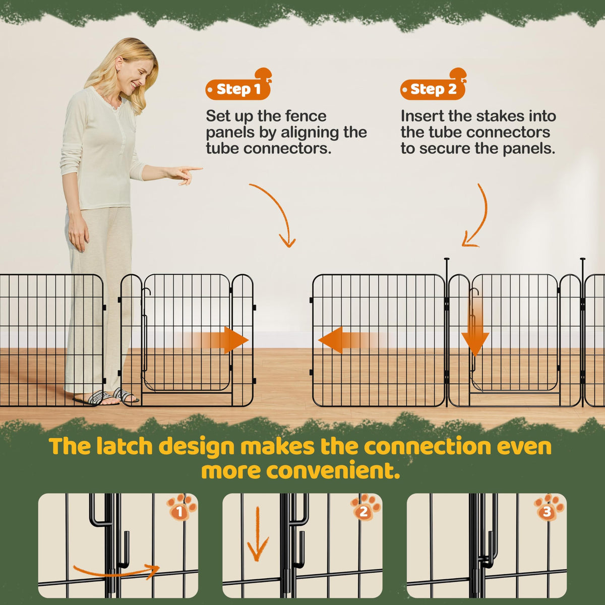 24in 8-Panel Expandable Dog Playpen U37438