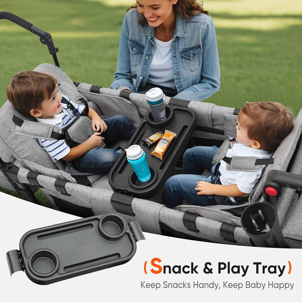 4-in-1 Wagon Stroller with Convertible Seats and Canopy F428331