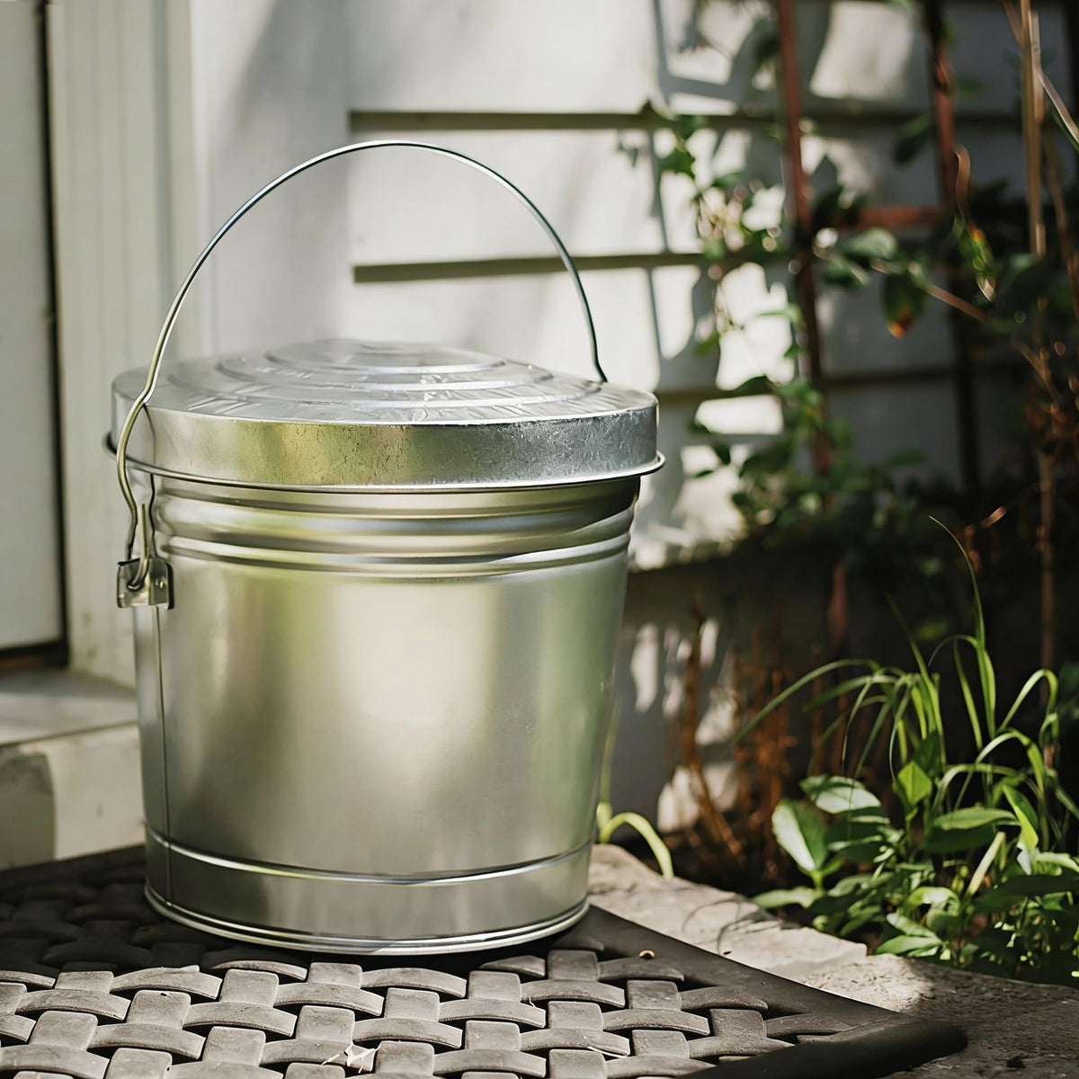 6 Gallon Galvanized Steel Storage Can with Locking Lid L89680