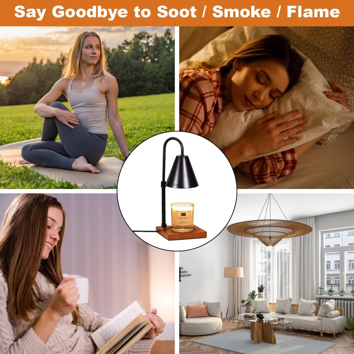 Candle Warmer Lamp with Timer, Adjustable Height Dimmable, 2 Bulbs J104851