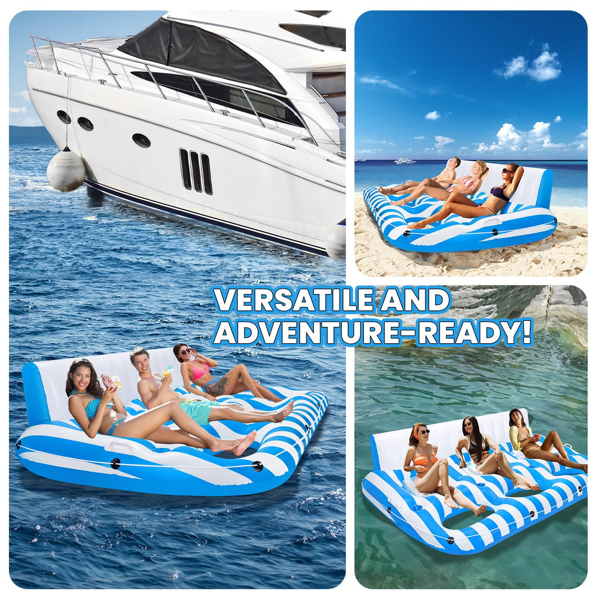 Inflatable Pool Lounger Float with Handles and Cup Phone Holder V91983